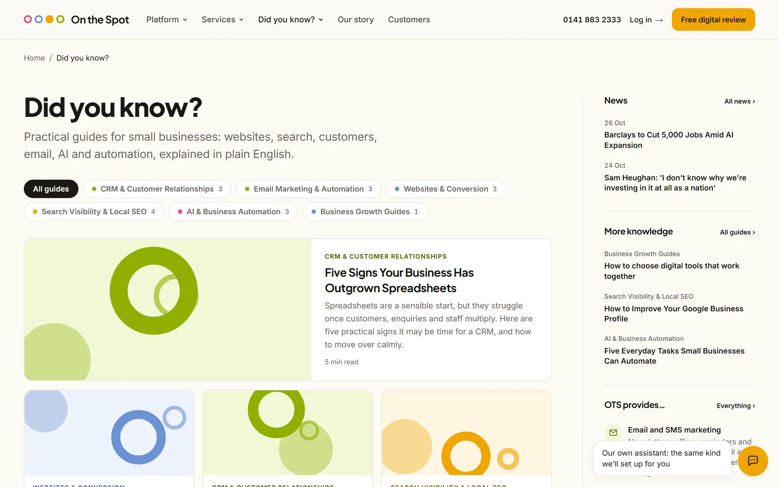 Did you know? guides for small businesses on the new On the Spot website